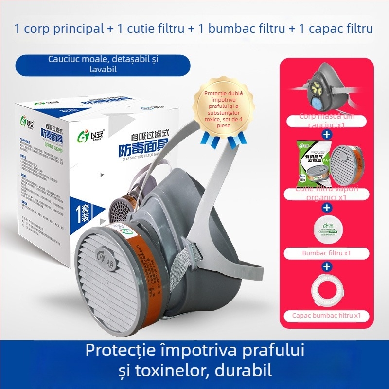 Respirator pentru vopsire cu filtru de cărbune activ pentru gaze chimice, praf și formaldehidă