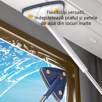 Mop triunghiular cu stoarcere automată — curățare la 360° pentru pereți, plafoane și plăci — unealtă de curățare multifuncțională pentru casă