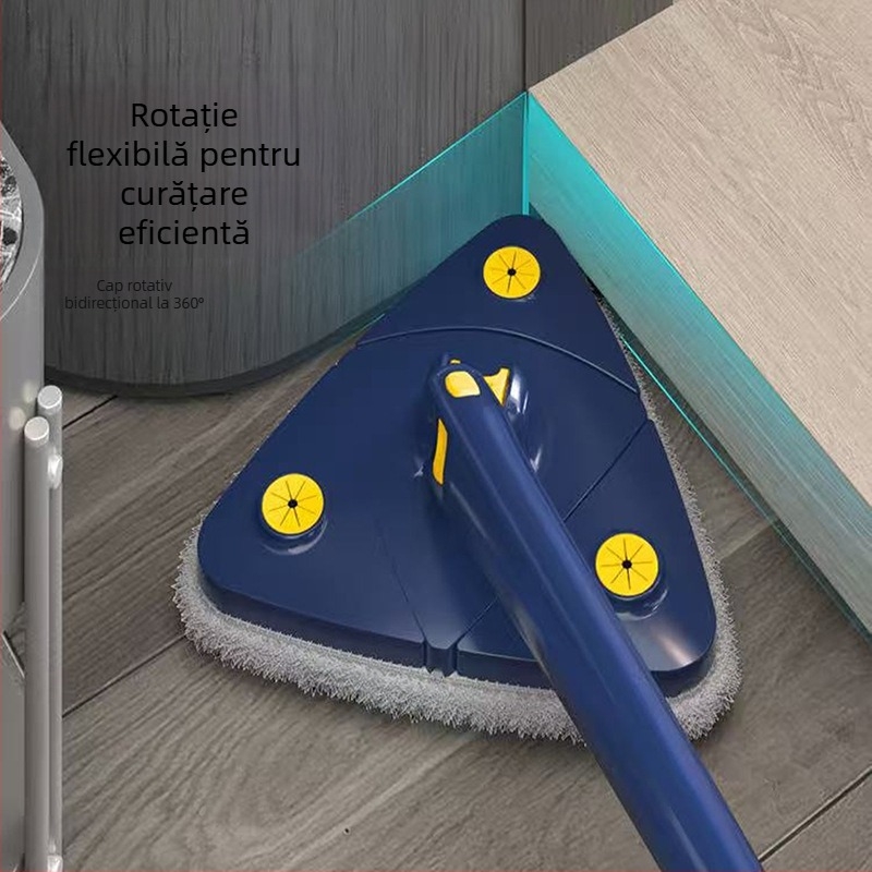 Mop triunghiular cu stoarcere automată — curățare la 360° pentru pereți, plafoane și plăci — unealtă de curățare multifuncțională pentru casă
