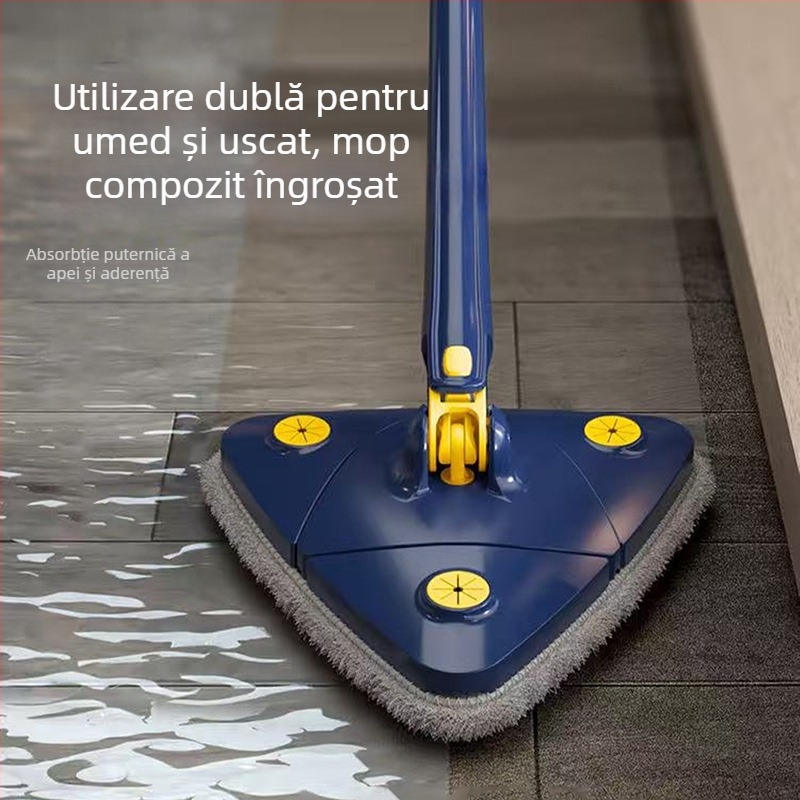 Mop triunghiular cu stoarcere automată — curățare la 360° pentru pereți, plafoane și plăci — unealtă de curățare multifuncțională pentru casă