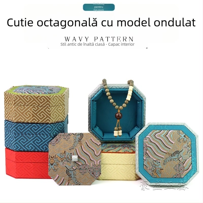Stil Chinezesc nou – cutie octogonală pentru bijuterii, cu interior brodat din mătase, cutie cadou pentru depozitarea brățărilor