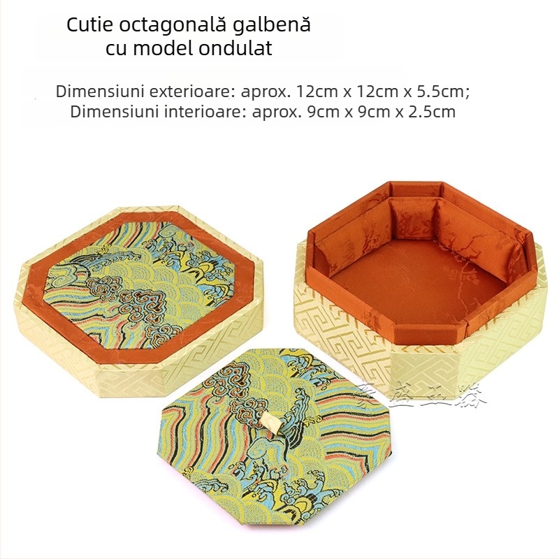 Stil Chinezesc nou – cutie octogonală pentru bijuterii, cu interior brodat din mătase, cutie cadou pentru depozitarea brățărilor