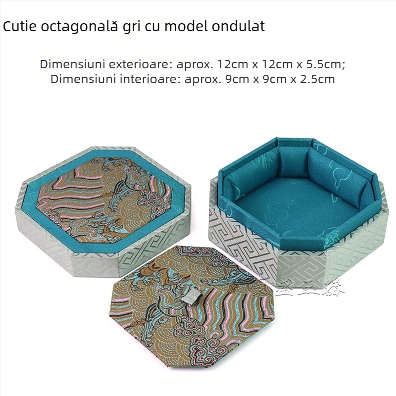 Stil Chinezesc nou – cutie octogonală pentru bijuterii, cu interior brodat din mătase, cutie cadou pentru depozitarea brățărilor