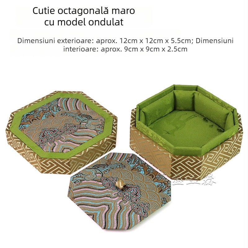 Stil Chinezesc nou – cutie octogonală pentru bijuterii, cu interior brodat din mătase, cutie cadou pentru depozitarea brățărilor