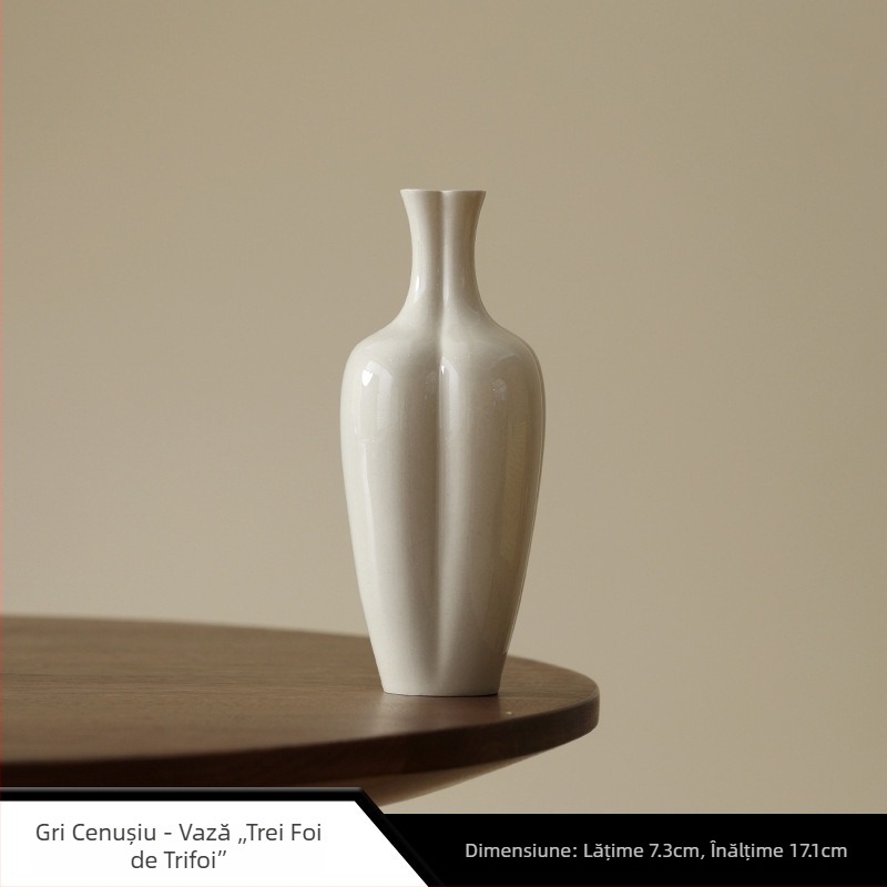 Vază ceramică pentru flori, stil Zen, decor cu cenușă de plante, design cu umeri subțiri, accesorii pentru ceremonia ceaiului, decor pentru casă.