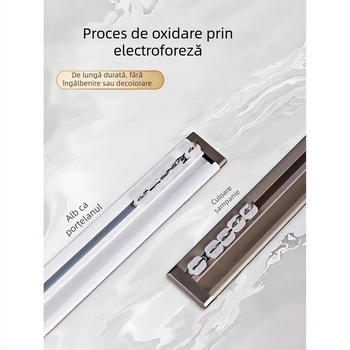 Șină de perdea autoadezivă ultra-subțire, 0,5 m, pentru ferestre cu deschidere spre interior, ferestre tip bay și balcoane, cu curbă în formă de U