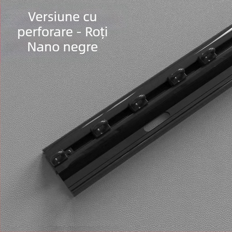 Șină de perdea autoadezivă ultra-subțire, 0,5 m, pentru ferestre cu deschidere spre interior, ferestre tip bay și balcoane, cu curbă în formă de U