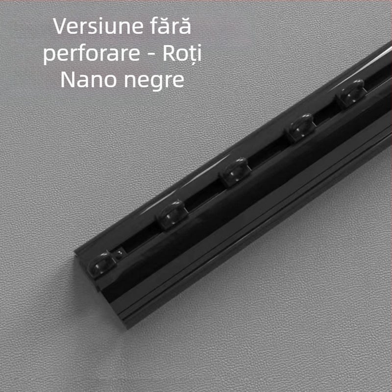 Șină de perdea autoadezivă ultra-subțire, 0,5 m, pentru ferestre cu deschidere spre interior, ferestre tip bay și balcoane, cu curbă în formă de U