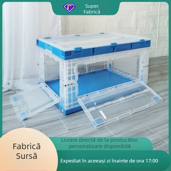 Cutie pliabilă de depozitare cu ușă laterală, pentru mașină, casă, gustări și jucării, 80 L