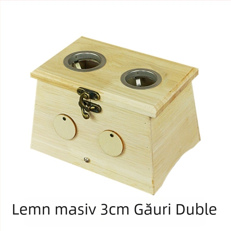 Yaoyibao Cutie din lemn pentru moxibustie cu control al temperaturii, încuietoare din corn, dimensiuni mari și mici, cutie portabilă de moxibustie și dispozitiv pentru spate