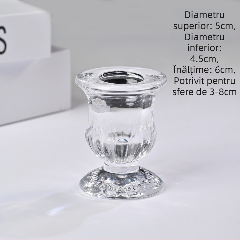 Sferă de cristal naturală cu bază – suport de lumânare din sticlă și decor de birou