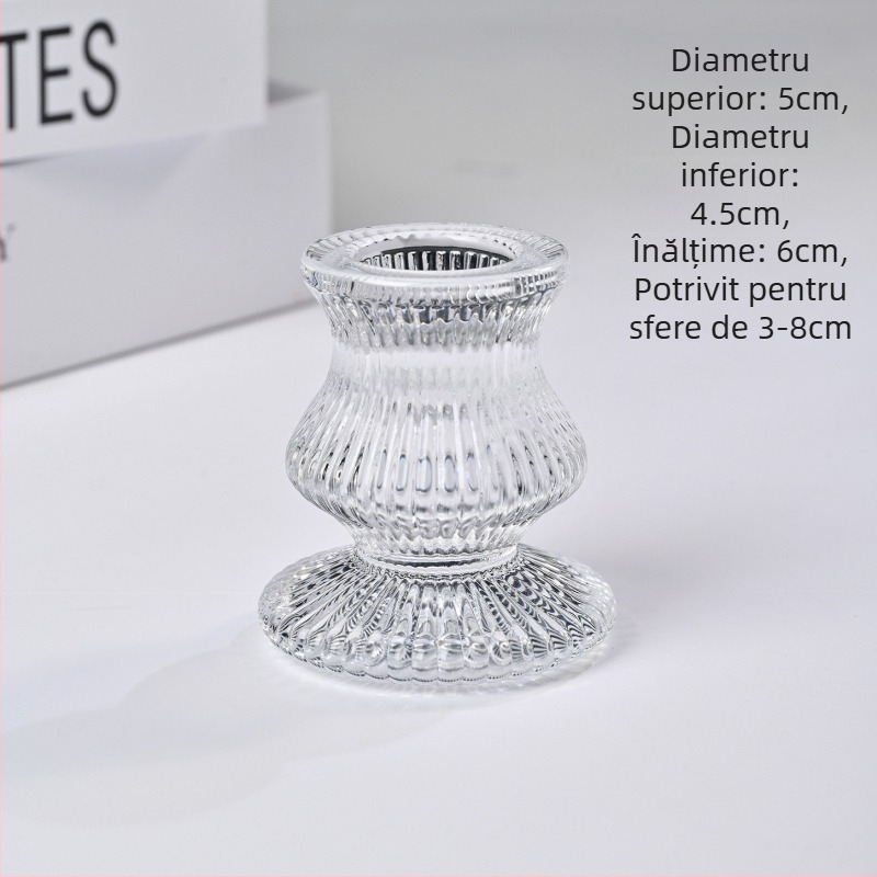 Sferă de cristal naturală cu bază – suport de lumânare din sticlă și decor de birou