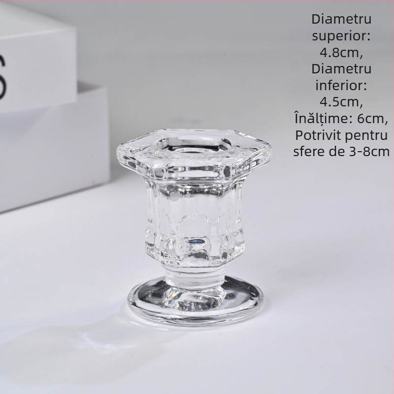 Sferă de cristal naturală cu bază – suport de lumânare din sticlă și decor de birou