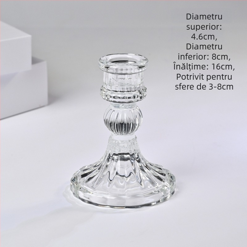 Sferă de cristal naturală cu bază – suport de lumânare din sticlă și decor de birou