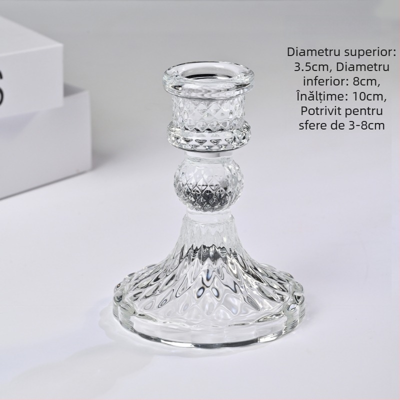 Sferă de cristal naturală cu bază – suport de lumânare din sticlă și decor de birou