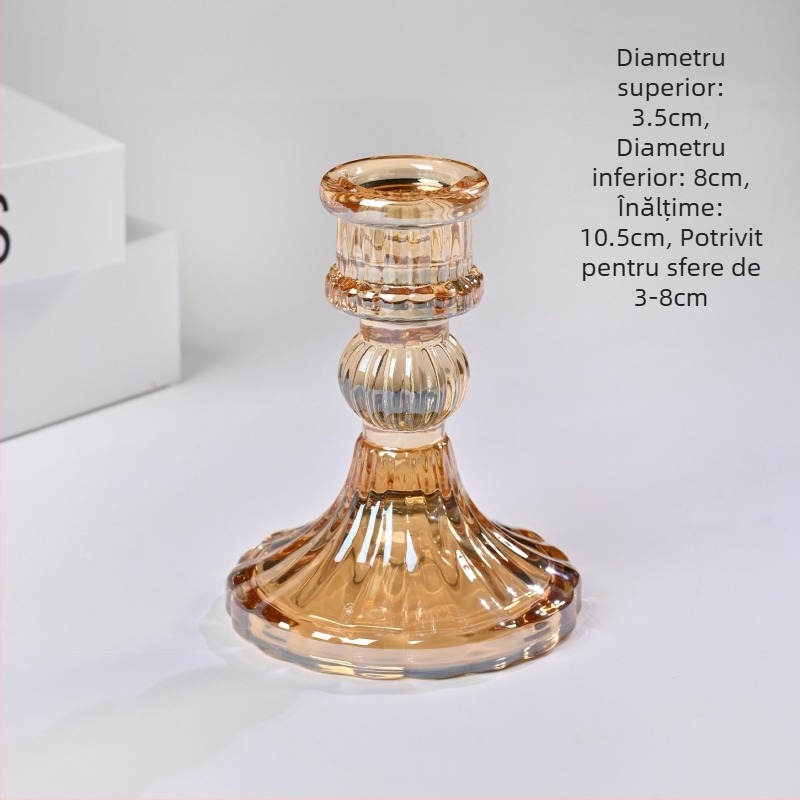 Sferă de cristal naturală cu bază – suport de lumânare din sticlă și decor de birou