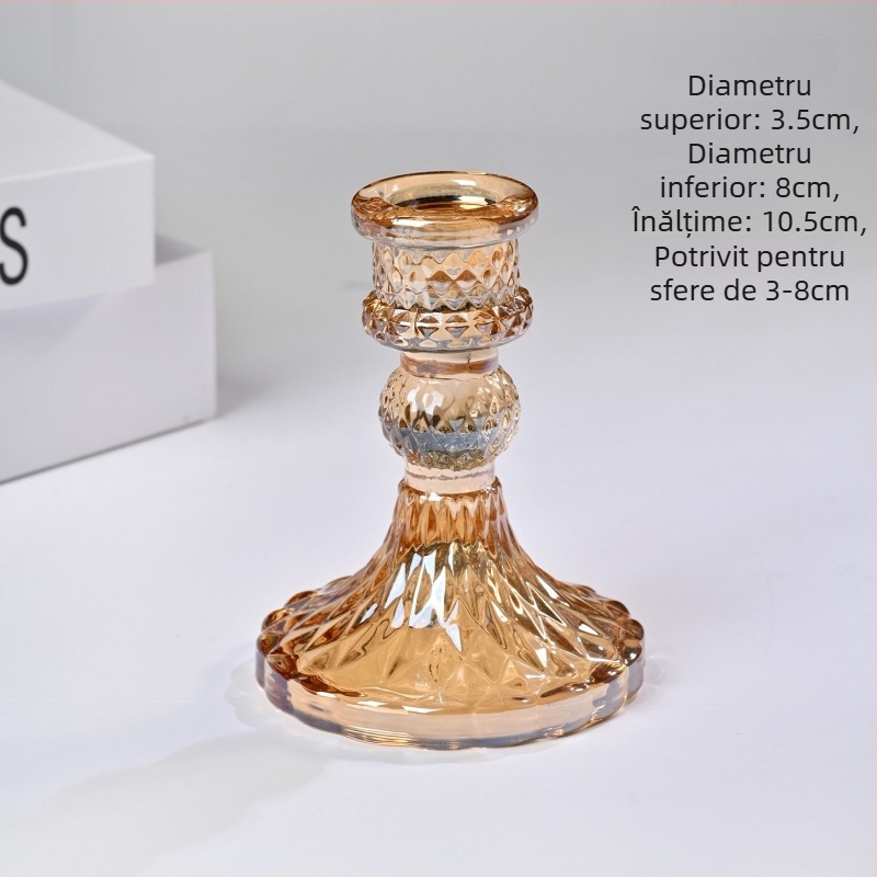Sferă de cristal naturală cu bază – suport de lumânare din sticlă și decor de birou