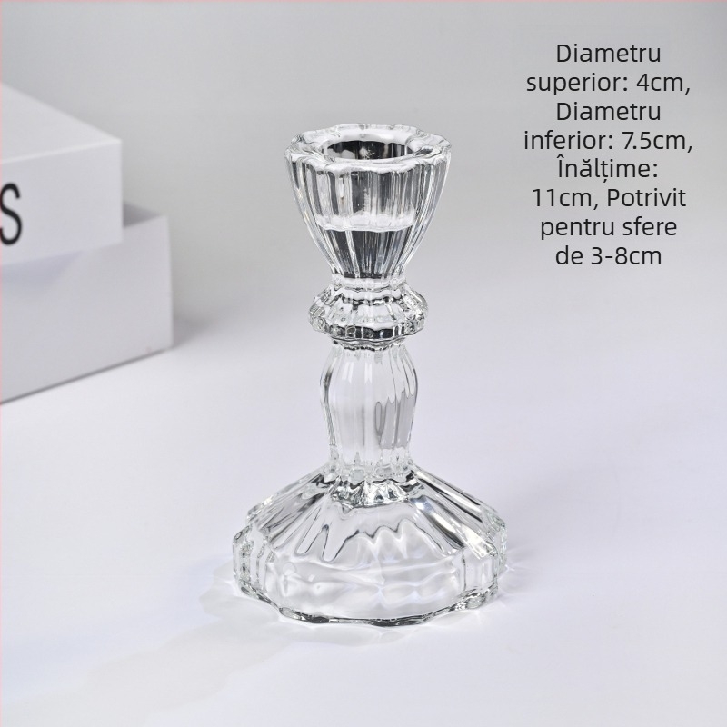 Sferă de cristal naturală cu bază – suport de lumânare din sticlă și decor de birou