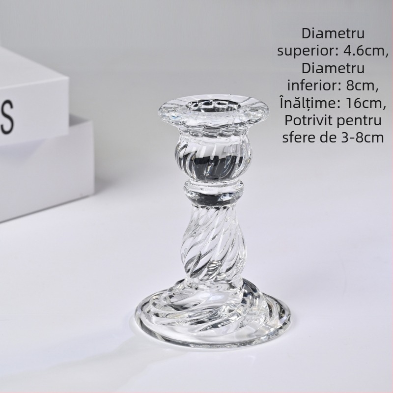 Sferă de cristal naturală cu bază – suport de lumânare din sticlă și decor de birou