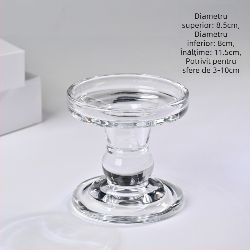 Sferă de cristal naturală cu bază – suport de lumânare din sticlă și decor de birou