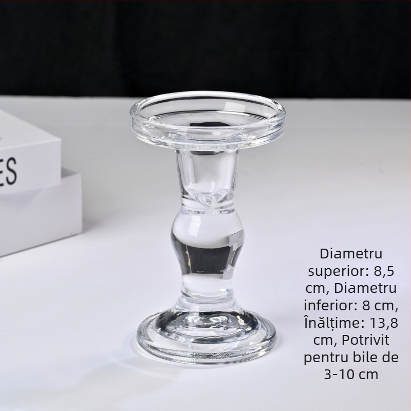 Sferă de cristal naturală cu bază – suport de lumânare din sticlă și decor de birou