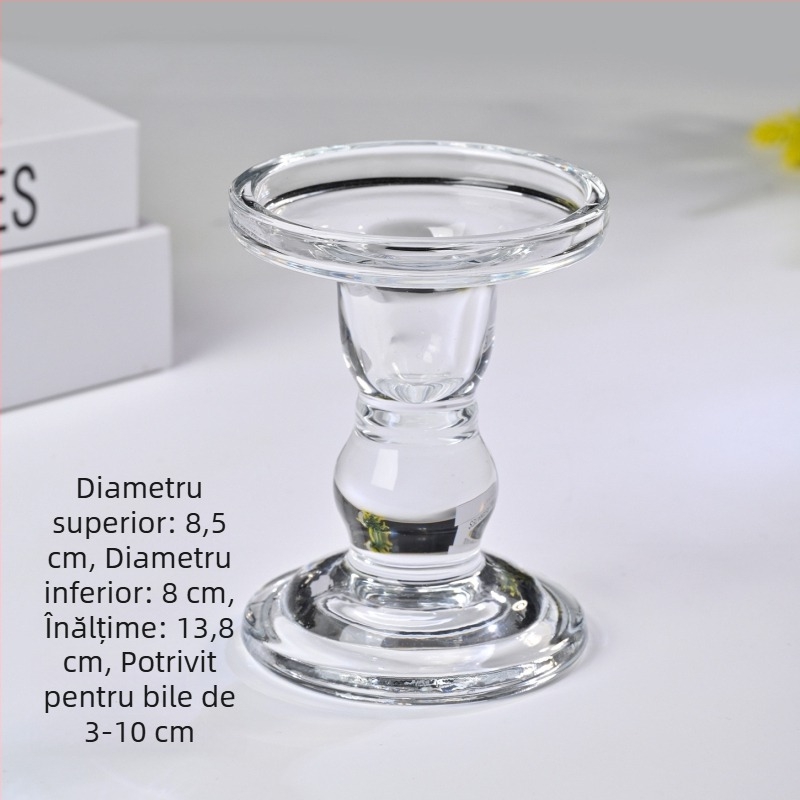 Sferă de cristal naturală cu bază – suport de lumânare din sticlă și decor de birou
