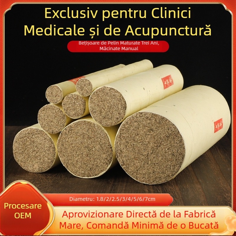 Bețișoare de moxă, măcinate la piatră, groase, pentru moxibustie la domiciliu, set manual