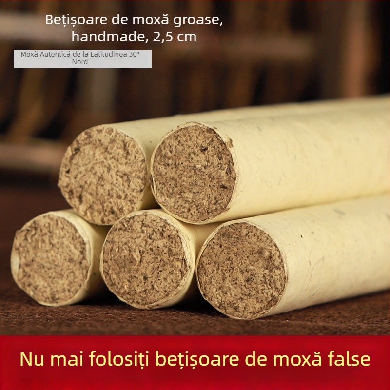 Bețișoare de moxă, măcinate la piatră, groase, pentru moxibustie la domiciliu, set manual