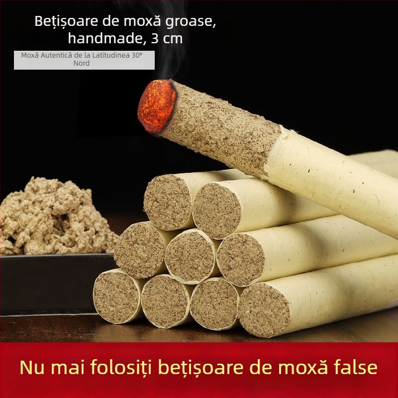 Bețișoare de moxă, măcinate la piatră, groase, pentru moxibustie la domiciliu, set manual