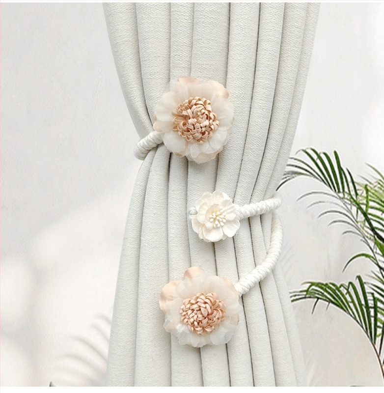 Legătură pentru perdea cu model floral și cataramă, fără găuri, accesoriu pentru sufragerie