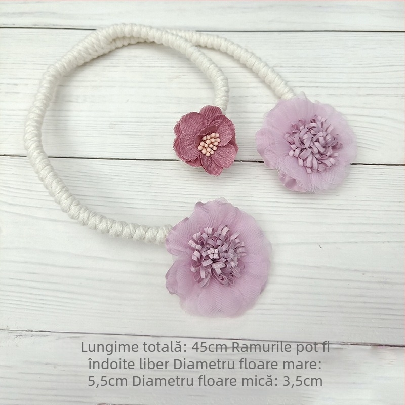 Legătură pentru perdea cu model floral și cataramă, fără găuri, accesoriu pentru sufragerie