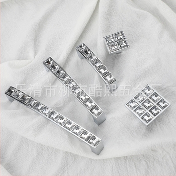 Mâner din cristal diamant pentru dulapuri și sertare, aliaj de zinc, finisaj satinat, stil postmodern minimalist