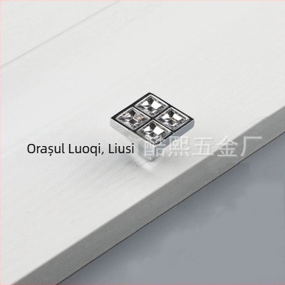 Mâner din cristal diamant pentru dulapuri și sertare, aliaj de zinc, finisaj satinat, stil postmodern minimalist