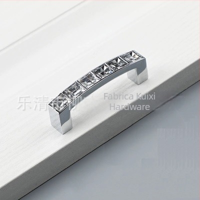 Mâner din cristal diamant pentru dulapuri și sertare, aliaj de zinc, finisaj satinat, stil postmodern minimalist