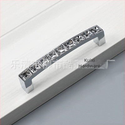 Mâner din cristal diamant pentru dulapuri și sertare, aliaj de zinc, finisaj satinat, stil postmodern minimalist