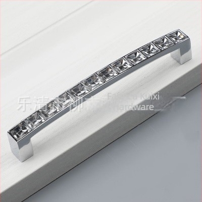 Mâner din cristal diamant pentru dulapuri și sertare, aliaj de zinc, finisaj satinat, stil postmodern minimalist