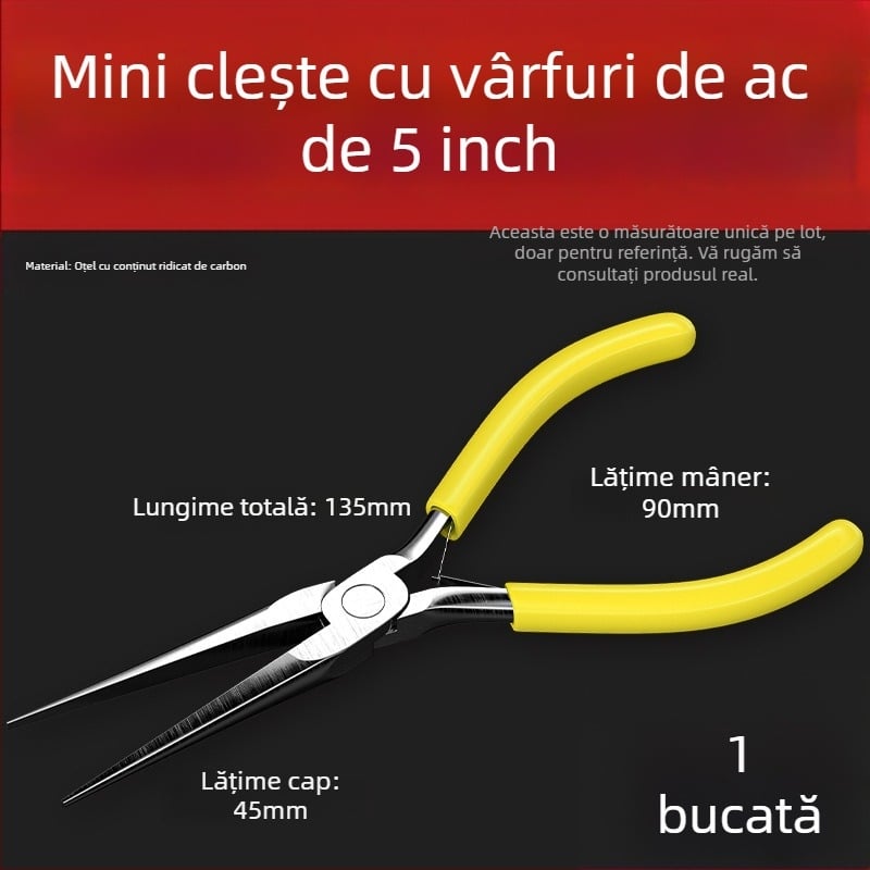 Clește mini de 5 inchi, handmade pentru DIY — Clește de sârmă multifuncțional, vârf ascuțit pentru bijuterii cu mărgele, compact pentru uz casnic