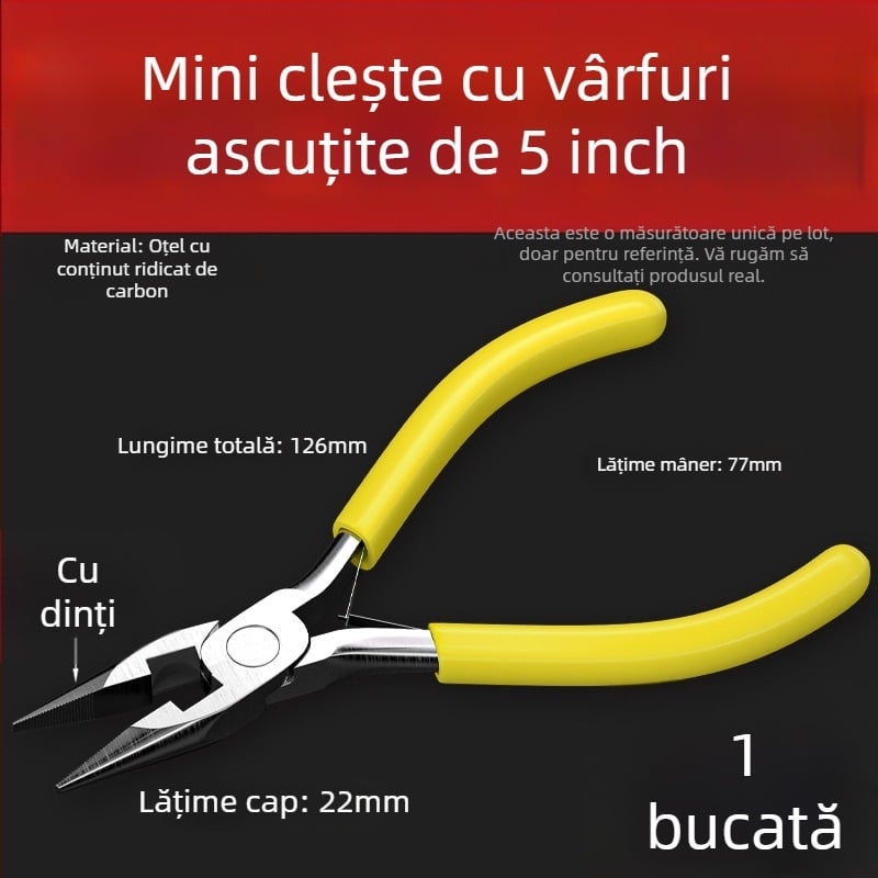 Clește mini de 5 inchi, handmade pentru DIY — Clește de sârmă multifuncțional, vârf ascuțit pentru bijuterii cu mărgele, compact pentru uz casnic