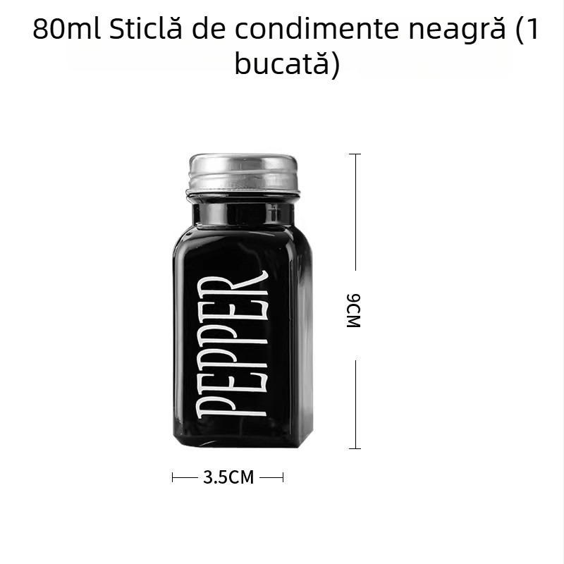 Set de sticle din sticlă pentru bucătărie: ulei și oțet, design negru-alb, sticluță pulverizator ulei