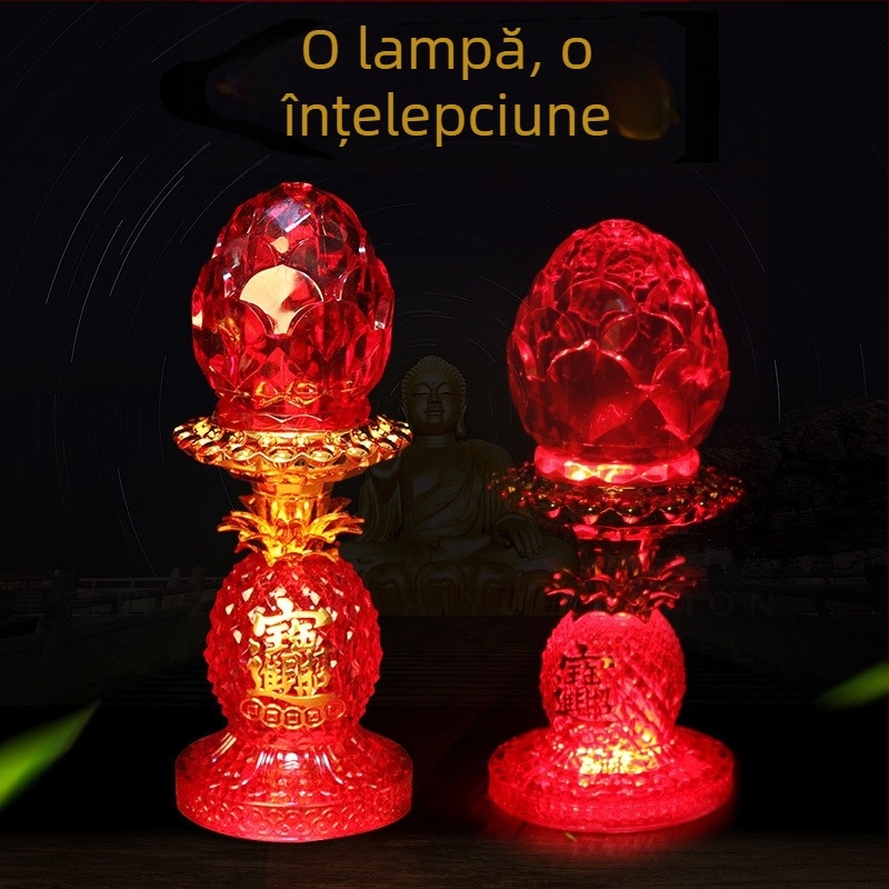 Lămpi LED în formă de lotus pentru altarul de acasă, pereche de lămpi budiste conectate la priză