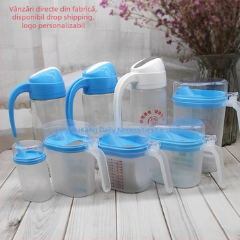 Set dozare ulei și sare cu capac automat deschis/închis — recipient din sticlă pentru ulei, recipient din plastic pentru ulei, linguriță de sare și solniță