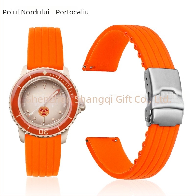 Xiangqi Brățară din silicon 22 mm pentru Swatch Fifty Fathoms în colaborare Baobao Five Oceans Series ceas de scufundare mecanic