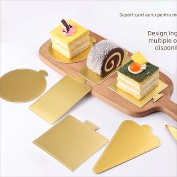 Bază triunghiulară pentru prăjitură cu șifon mousse, Basque cheesecake, carton auriu