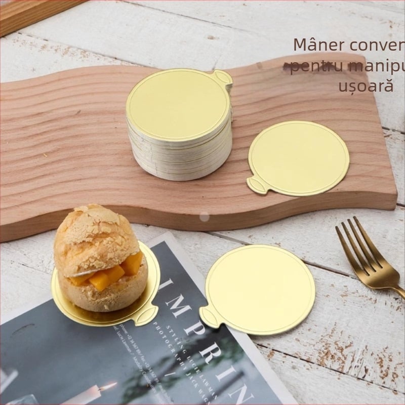 Bază triunghiulară pentru prăjitură cu șifon mousse, Basque cheesecake, carton auriu