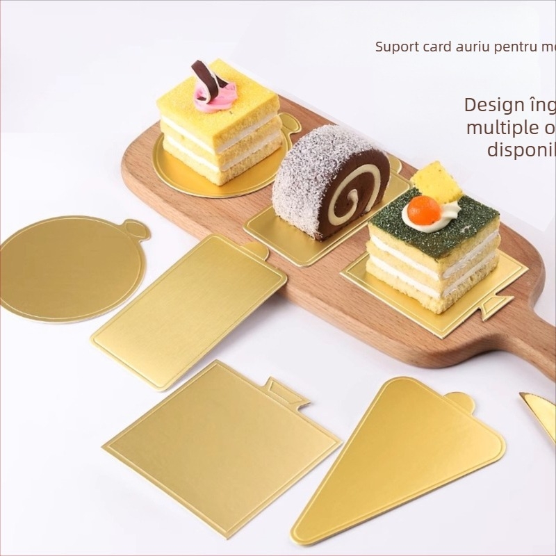 Bază triunghiulară pentru prăjitură cu șifon mousse, Basque cheesecake, carton auriu
