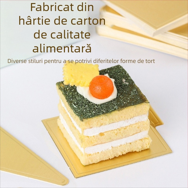 Bază triunghiulară pentru prăjitură cu șifon mousse, Basque cheesecake, carton auriu