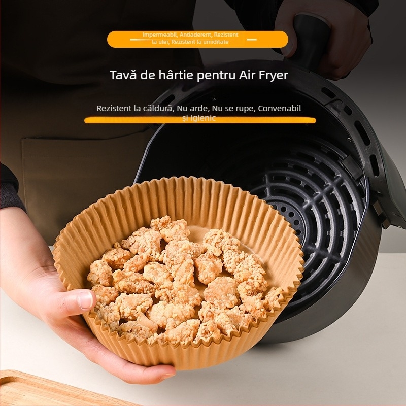 Hârtie de copt din silicon circulară pentru friteuză cu aer și cuptor, pernă absorbantă pentru ulei, vas de separare a uleiului, folie de copt pătrată rezistentă la temperaturi înalte