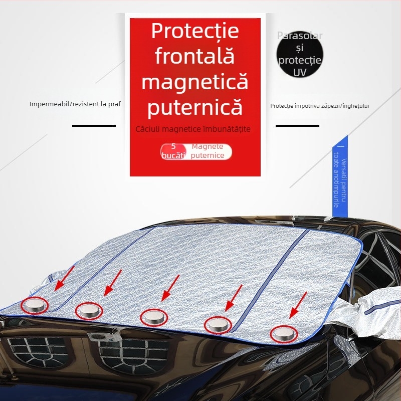 Protecție magnetică pentru parbrizul frontal al mașinii, acoperire pe jumătate, patru sezoane, impermeabil