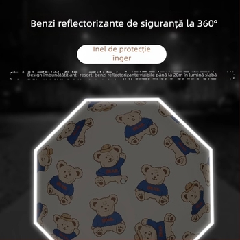 Umbrelă sigură pentru copii – umbrelă automată, pliabilă, design desen animat, potrivită pentru fete și băieți pentru școală