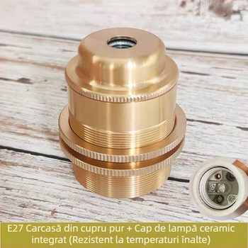 Lampă pendul ceramică retro, suport din cupru pur, soclu E26/E27